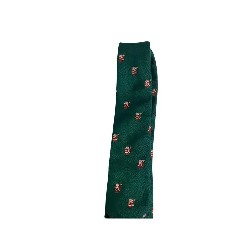 Harley Shoemaker Christmas Necktie‎ Santa Tie Green Holiday